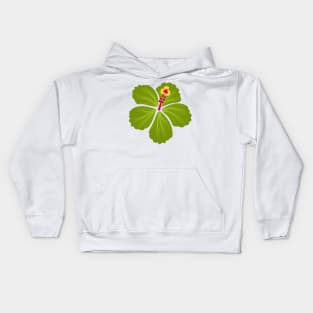 Green Hand Drawn Hibiscus Flower Kids Hoodie